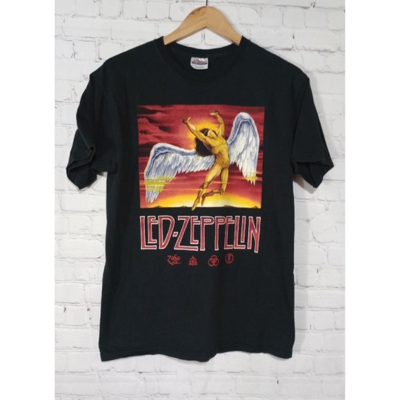 hanes heavyweight Other - Led Zeppelin Men's Black T-Shirt Black Album Graphic Size M 2004 Myth Gem Hanes